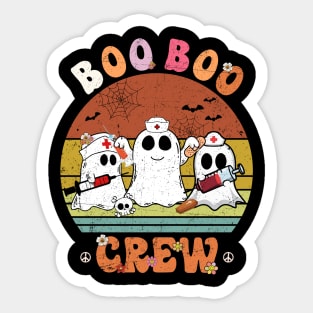 Retro Boo Boo Crew Nurse Ghost Funny Halloween Costume Matching T-Shirt Sticker